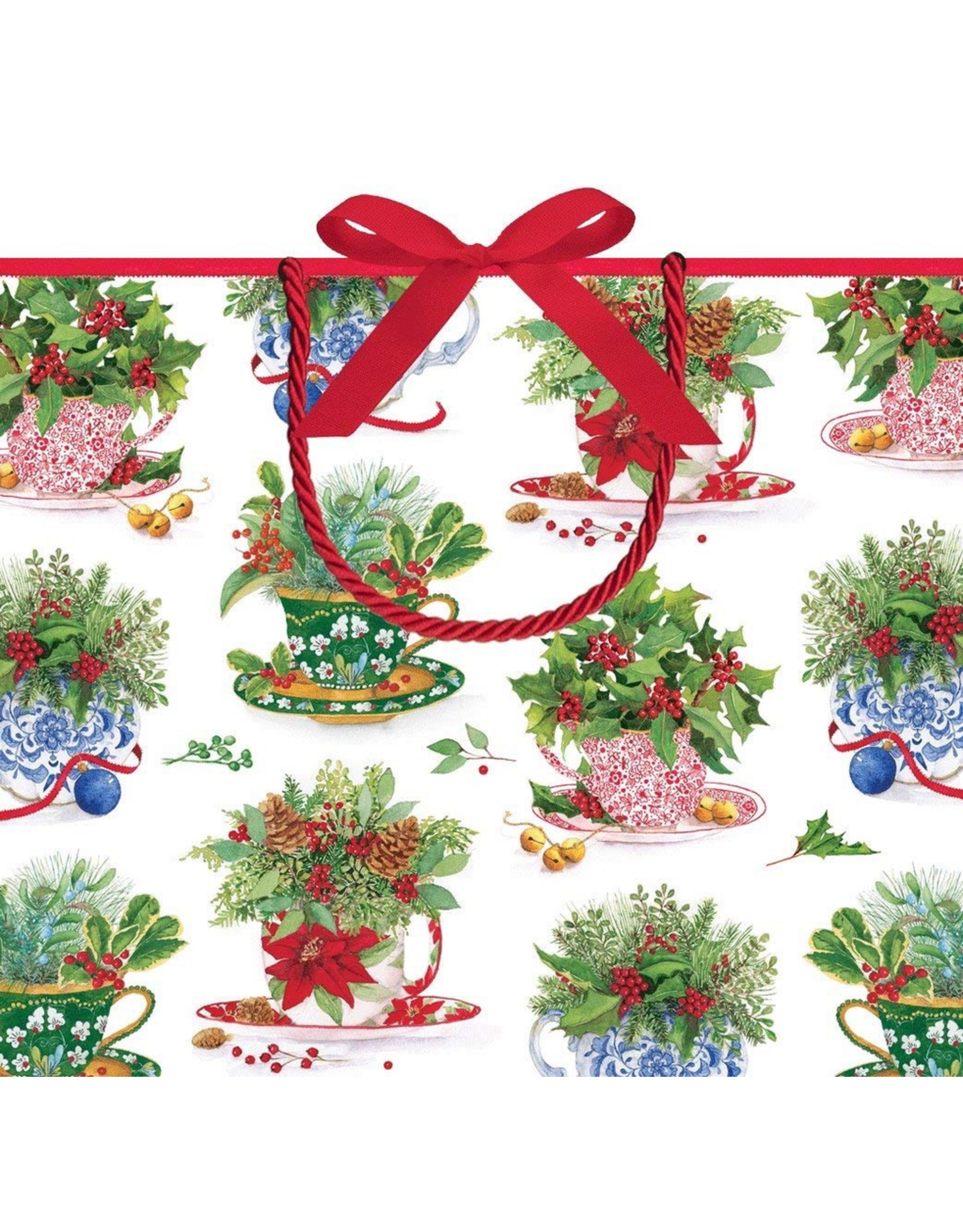 Caspari Christmas Gift Bag Lg 11.75x4.75x10 Christmas Tea
