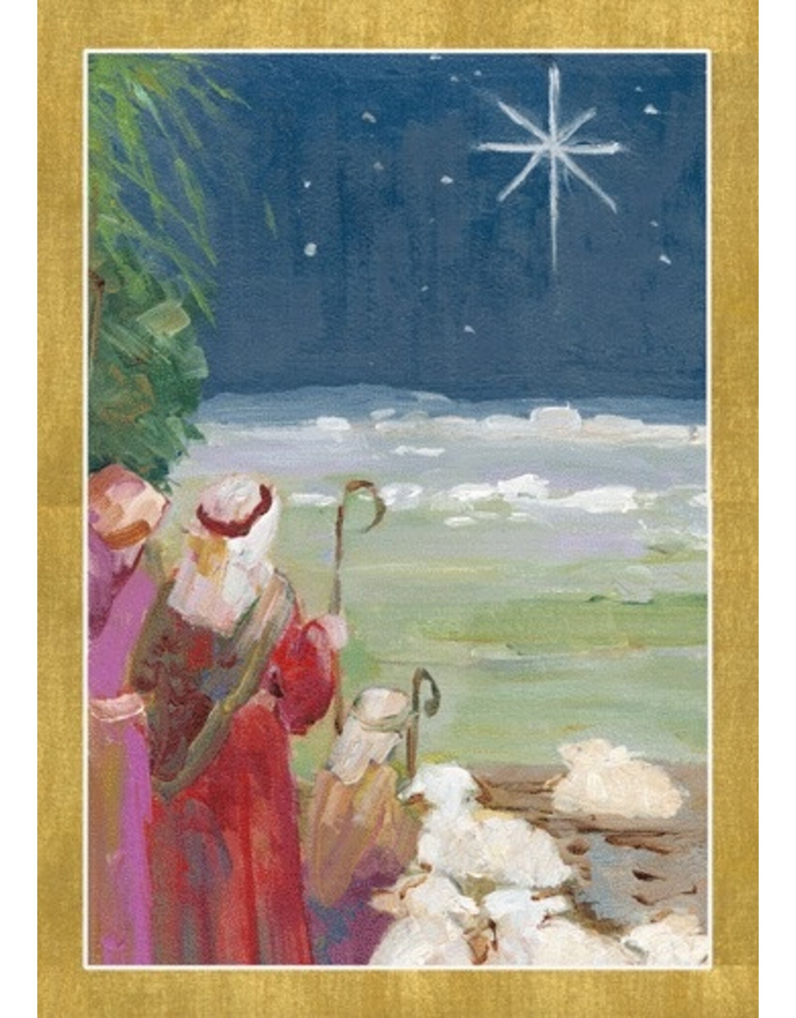 Caspari Boxed Christmas Cards 15pk The Shepherds Field