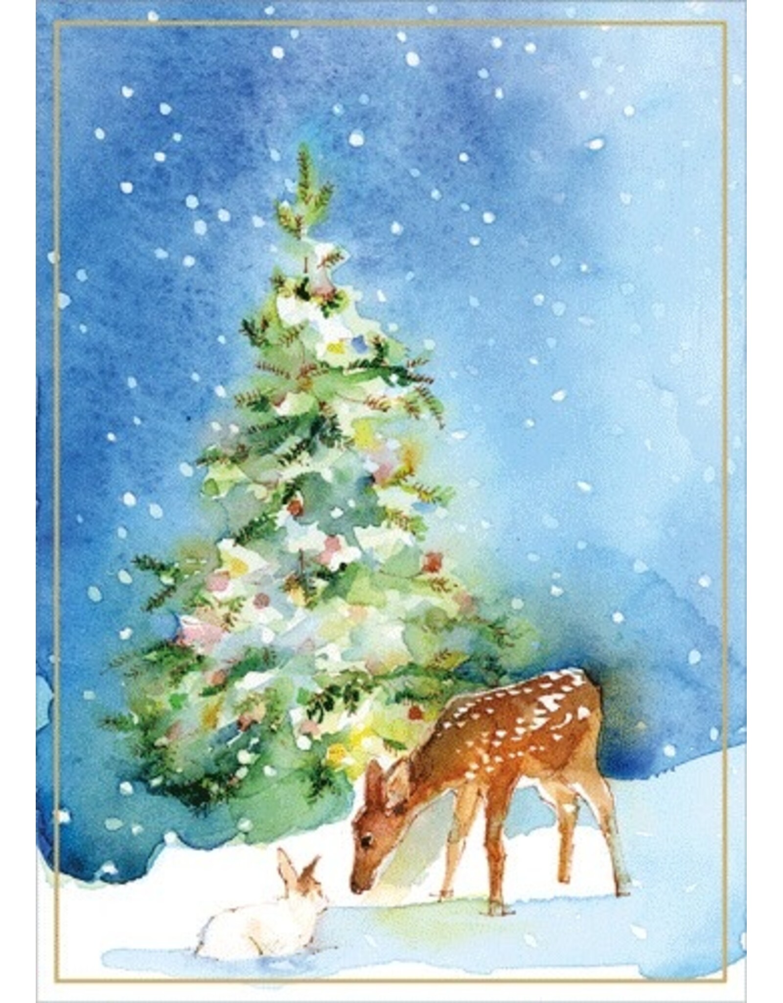 Caspari Boxed Christmas Cards 15pk Christmas Fauna