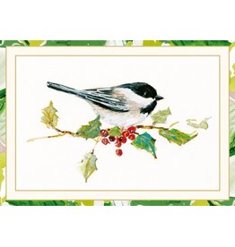 Caspari Boxed Christmas Cards 15pk Chickadee And Holly Branch Caspari Boxed Christmas Cards 15pk Chickadee And Holly Branch