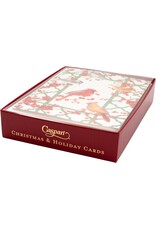 Caspari Boxed Christmas Cards 15pk Winter Birds And Berries