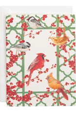 Caspari Boxed Christmas Cards 15pk Winter Birds And Berries