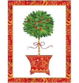 Caspari Boxed Christmas Cards 15pk Holly Topiary In Red Pot Caspari Boxed Christmas Cards 15pk Holly Topiary In Red Pot