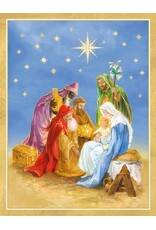 Caspari Boxed Christmas Cards 15pk Holy Family And Three Kings