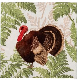 Caspari Thanksgiving Paper Cocktail Napkins 20pk Turkey Among Ferns