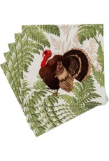 Caspari Thanksgiving Paper Cocktail Napkins 20pk Turkey Among Ferns