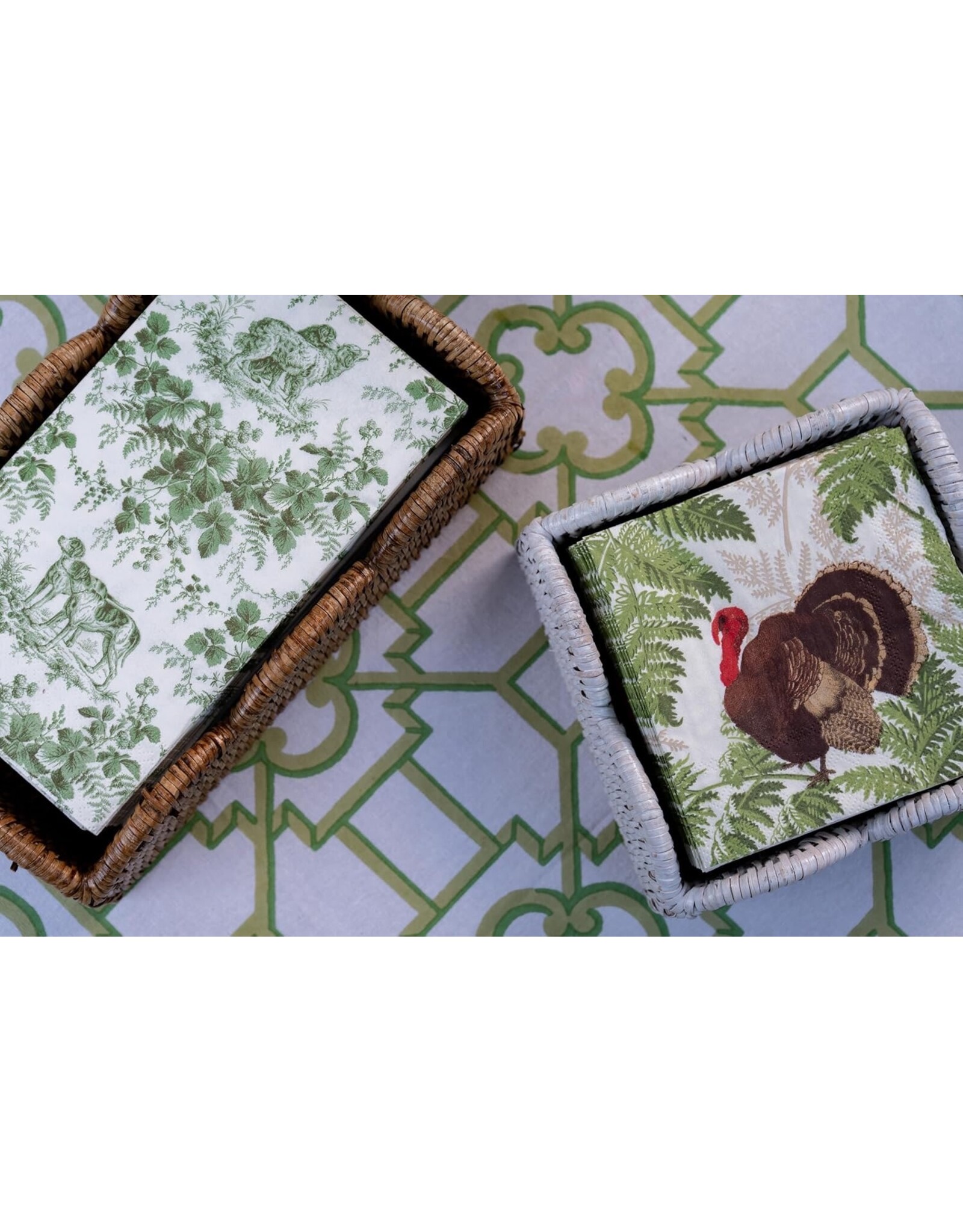 Caspari Thanksgiving Paper Cocktail Napkins 20pk Turkey Among Ferns