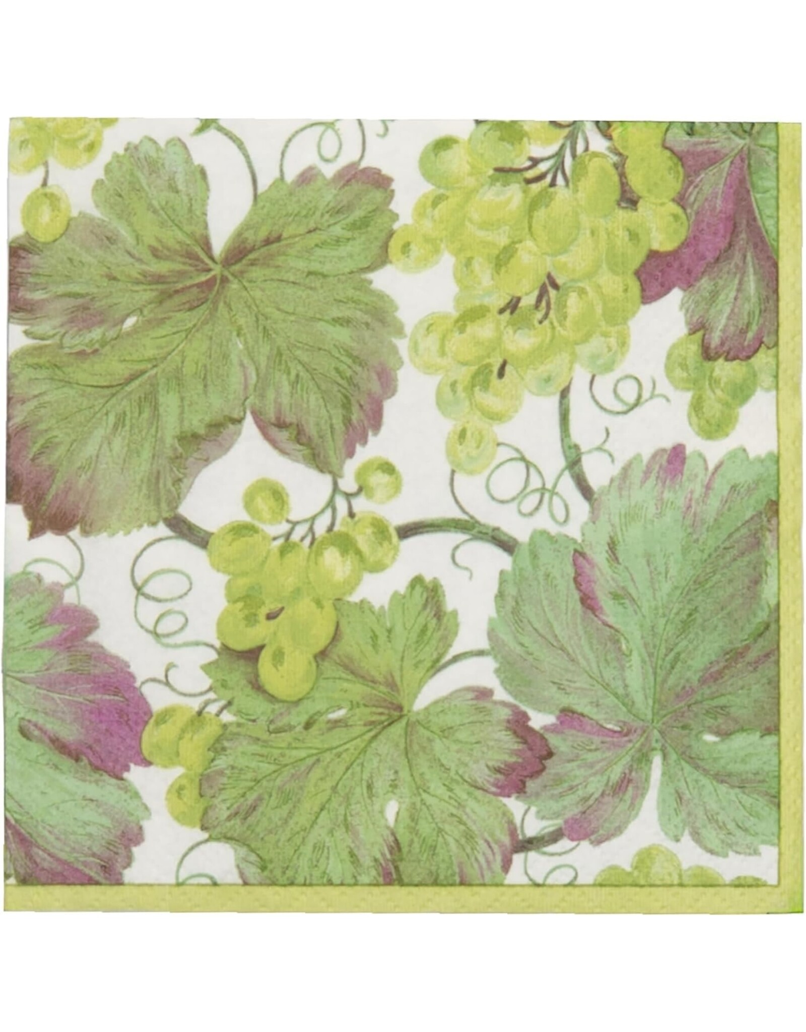 Caspari Paper Cocktail Napkins 20pk Wine Vineyard Grapes Blanc
