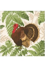 Caspari Thanksgiving Paper Luncheon Napkins 20pk Turkey Among Ferns