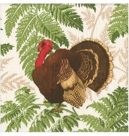 Caspari Thanksgiving Paper Luncheon Napkins 20pk Turkey Among Ferns