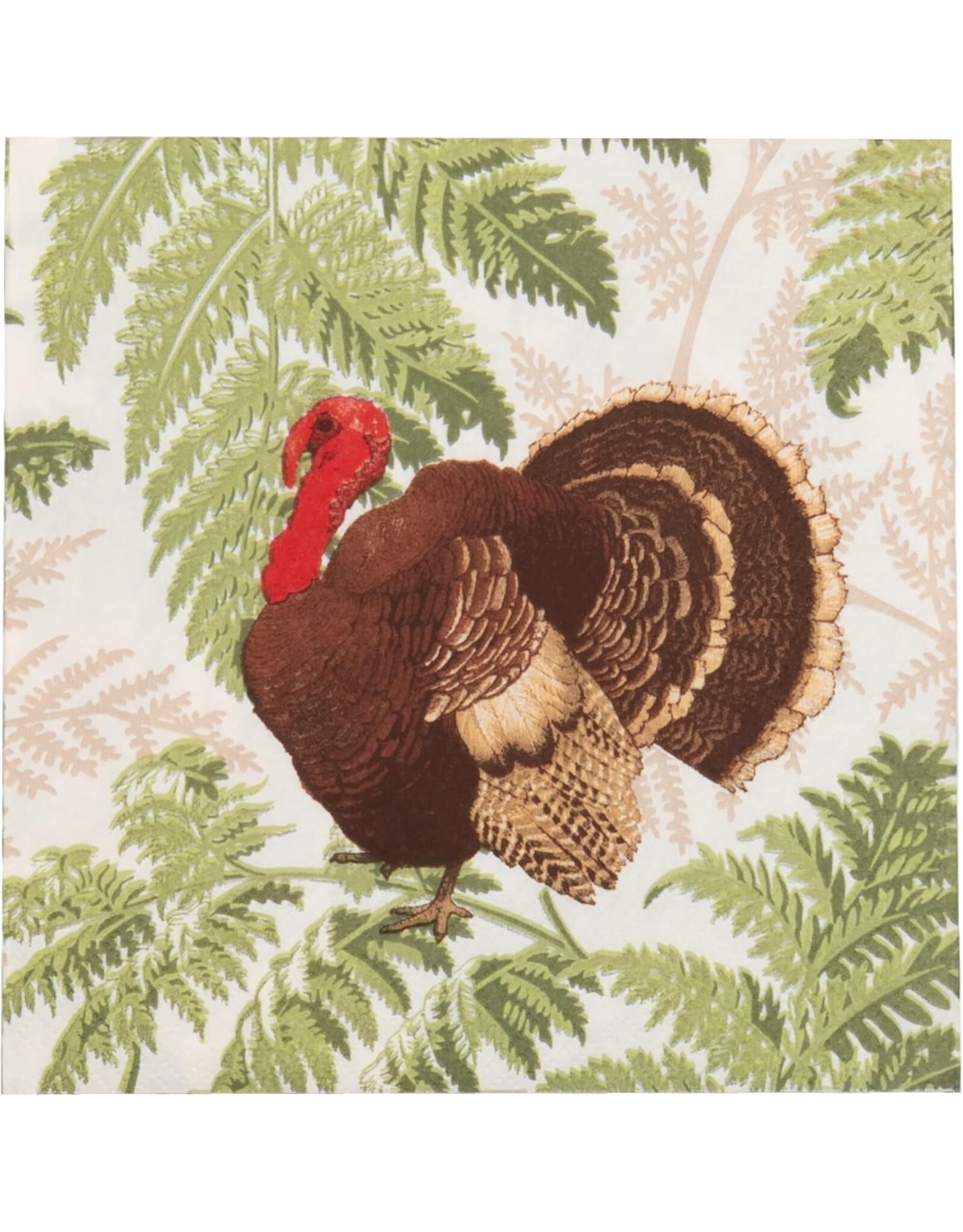 Caspari Thanksgiving Paper Luncheon Napkins 20pk Turkey Among Ferns