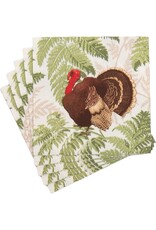 Caspari Thanksgiving Paper Luncheon Napkins 20pk Turkey Among Ferns