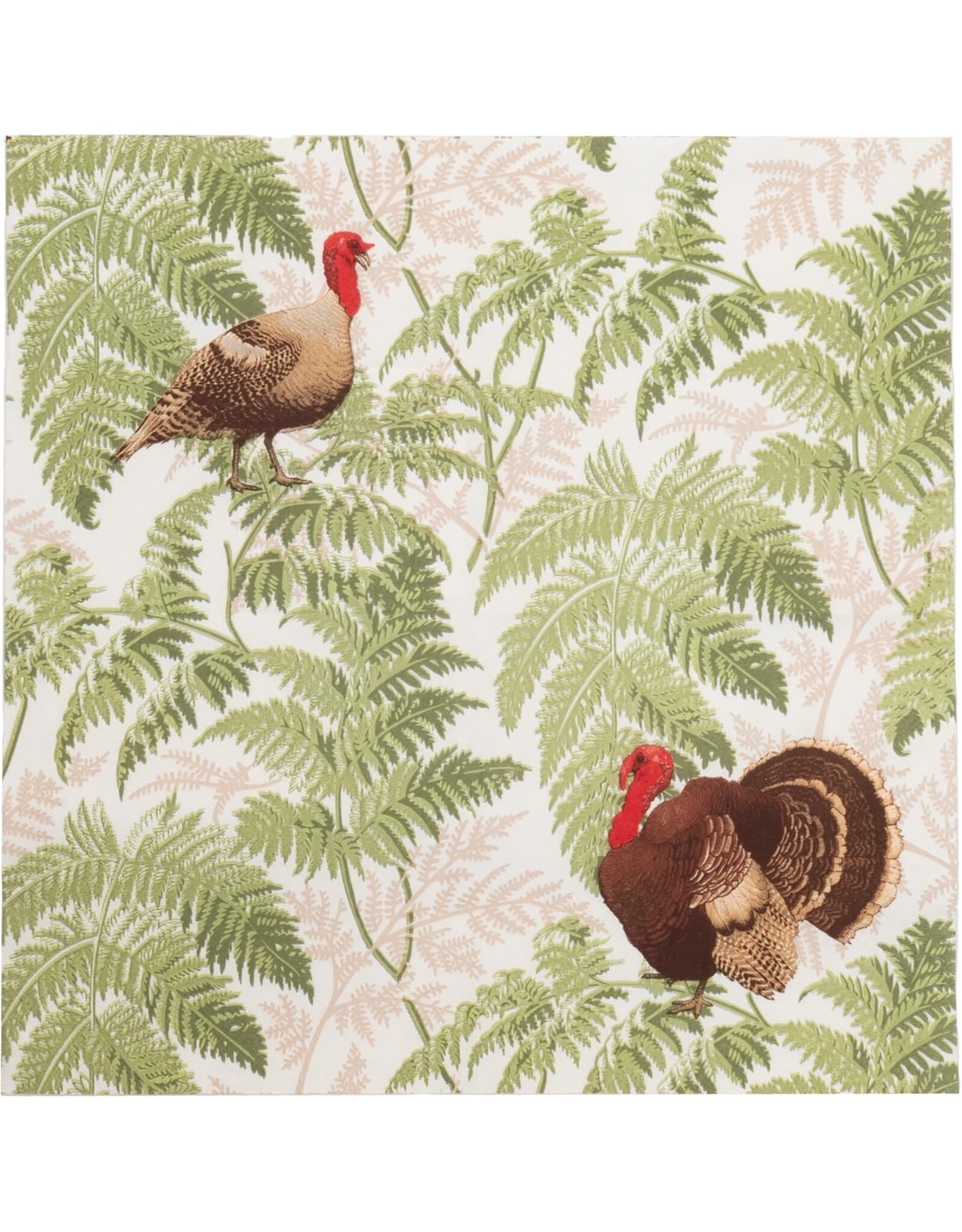 Caspari Thanksgiving Paper Luncheon Napkins 20pk Turkey Among Ferns