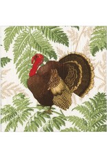 Caspari Thanksgiving Paper Dinner Napkins 20pk Turkey Among Ferns