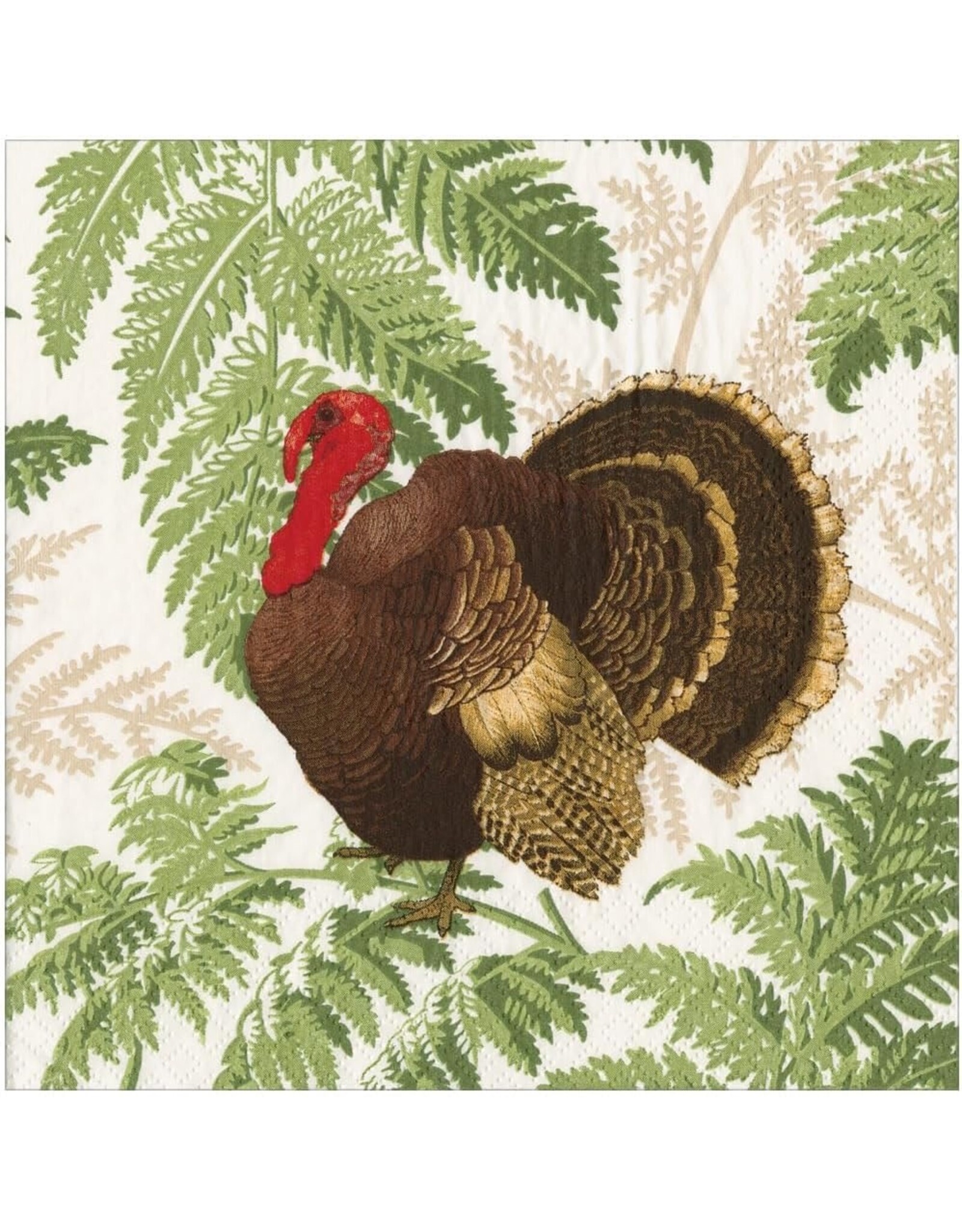 Caspari Thanksgiving Paper Dinner Napkins 20pk Turkey Among Ferns