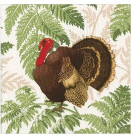 Caspari Thanksgiving Paper Dinner Napkins 20pk Turkey Among Ferns
