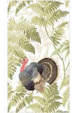 Caspari Thanksgiving Guest Towel Napkins 15pk Turkey Among Ferns