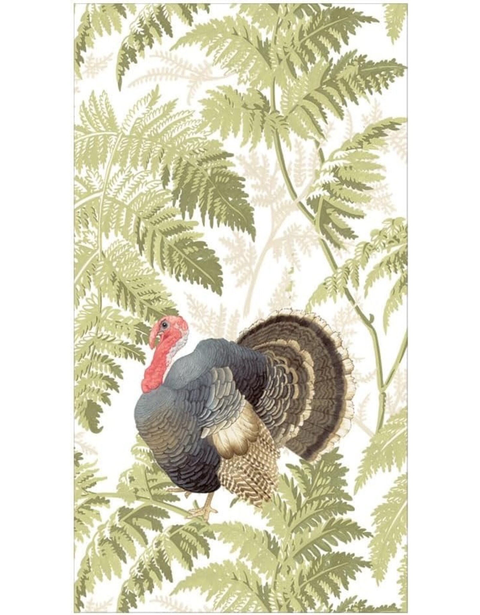 Caspari Thanksgiving Guest Towel Napkins 15pk Turkey Among Ferns