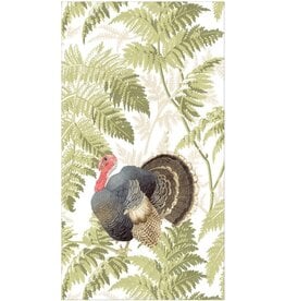 Caspari Thanksgiving Guest Towel Napkins 15pk Turkey Among Ferns
