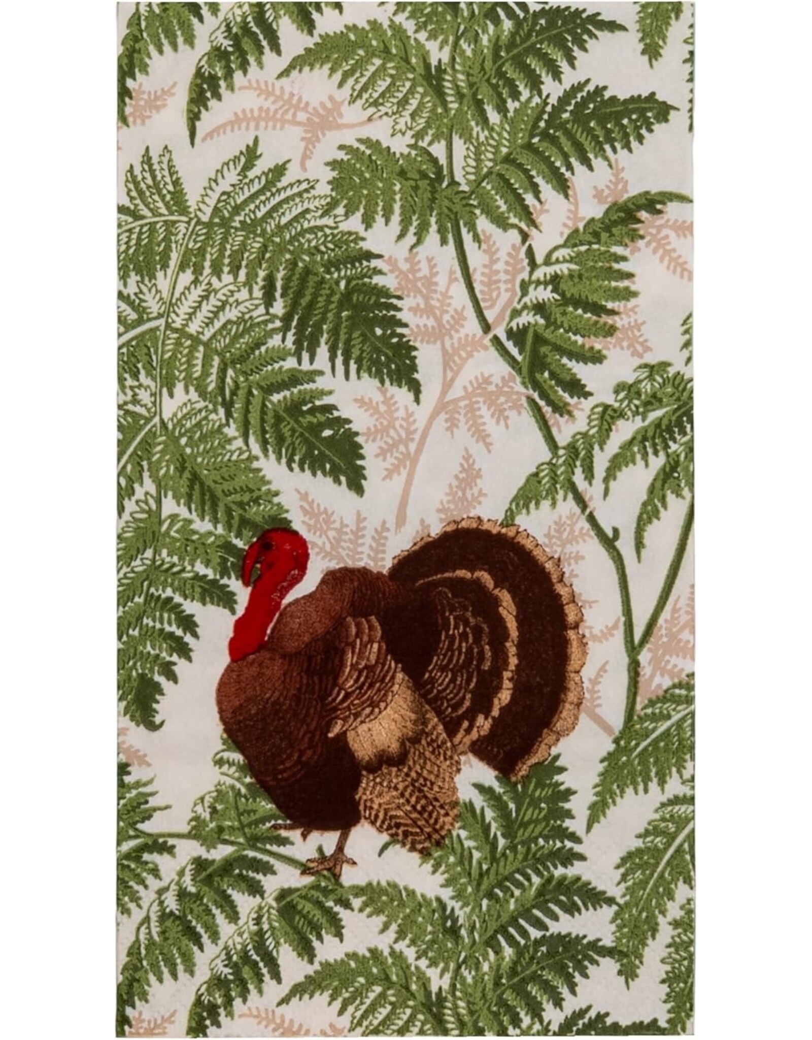 Caspari Thanksgiving Guest Towel Napkins 15pk Turkey Among Ferns
