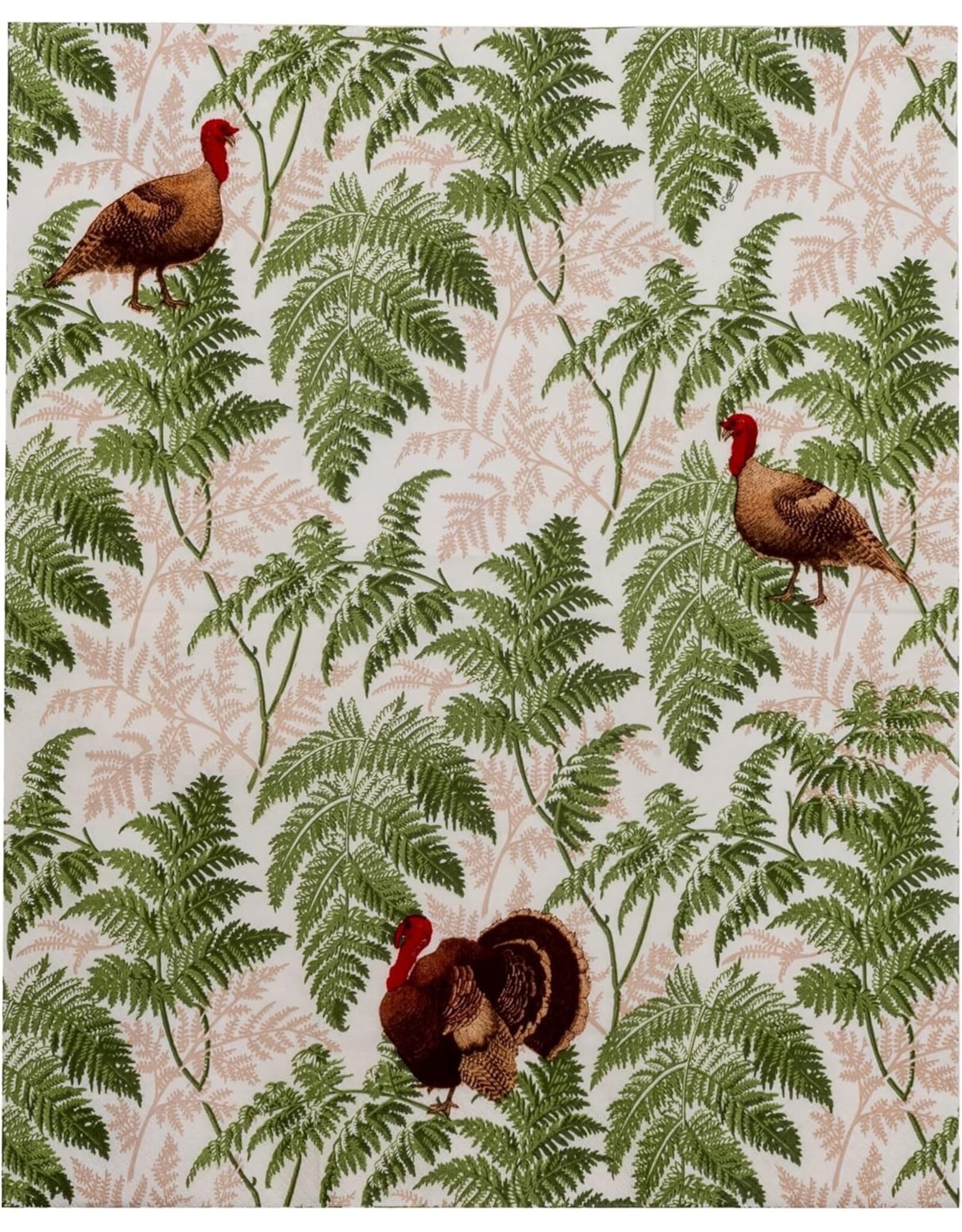 Caspari Thanksgiving Guest Towel Napkins 15pk Turkey Among Ferns
