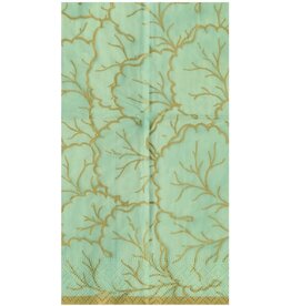 Caspari Paper Guest Napkins 15pk Gilded Majolica Celadon