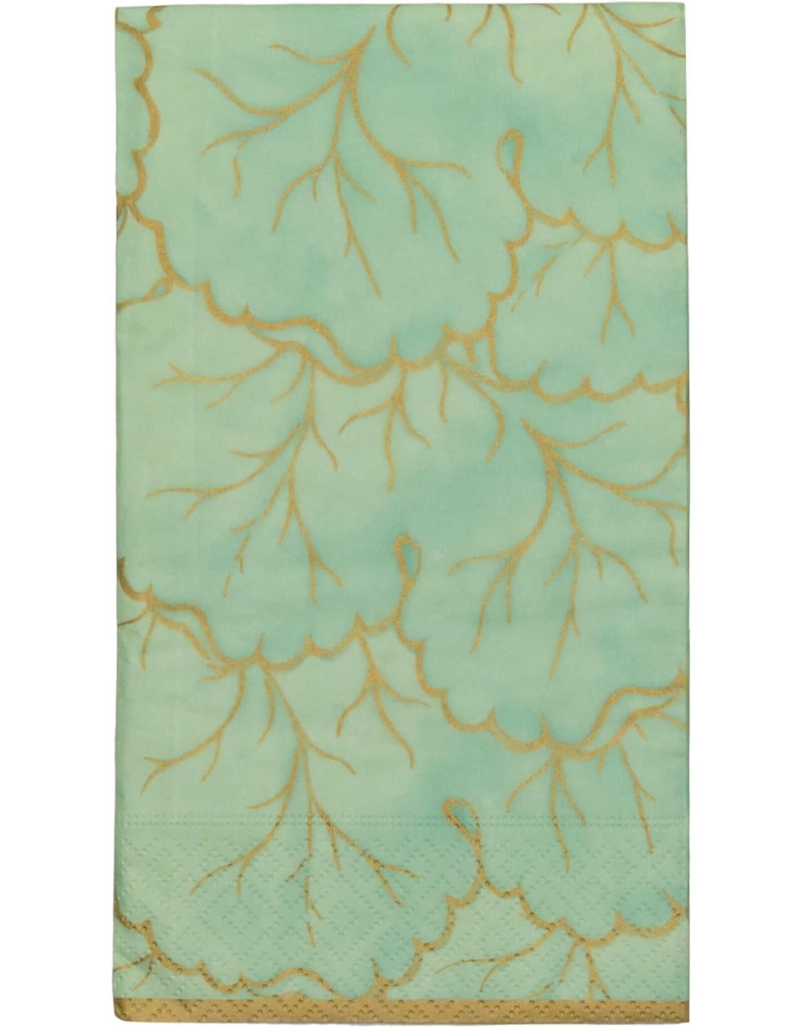 Caspari Paper Guest Napkins 15pk Gilded Majolica Celadon