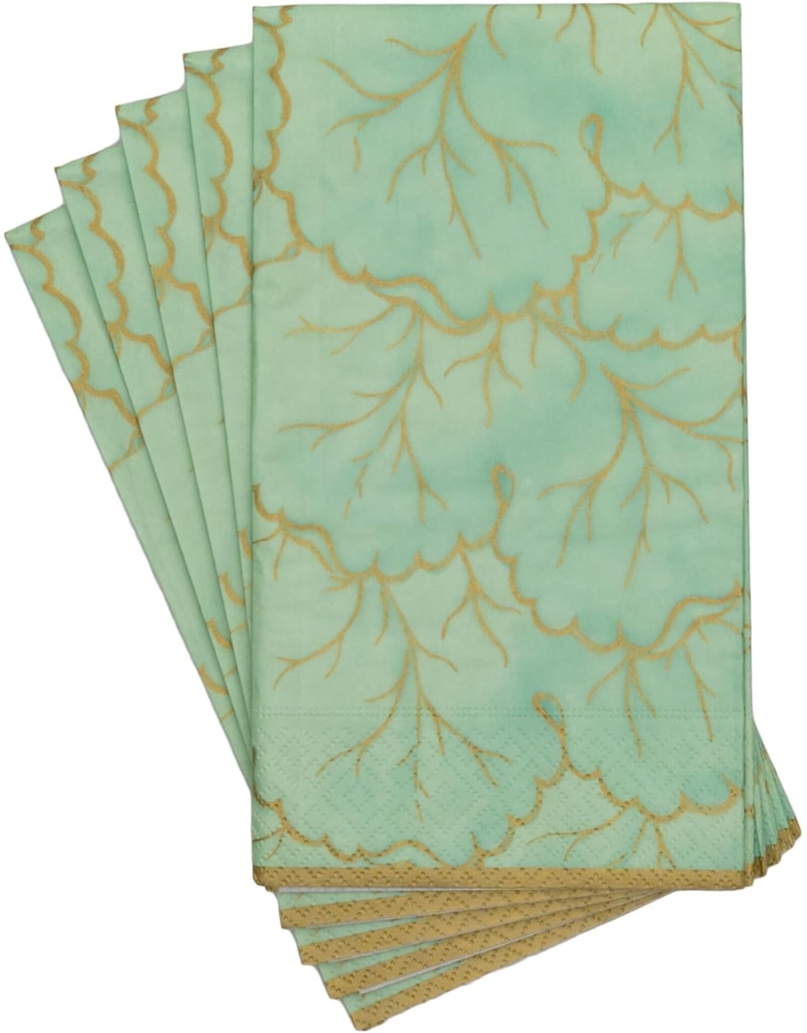 Caspari Paper Guest Towels Napkins 15pk Gilded Majolica Celadon