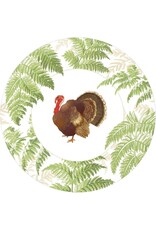 Caspari Thanksgiving Paper Dinner Plates 8pk Turkey Among Ferns