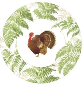 Caspari Thanksgiving Paper Dinner Plates 8pk Turkey Among Ferns
