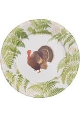 Caspari Thanksgiving Paper Dinner Plates 8pk Turkey Among Ferns
