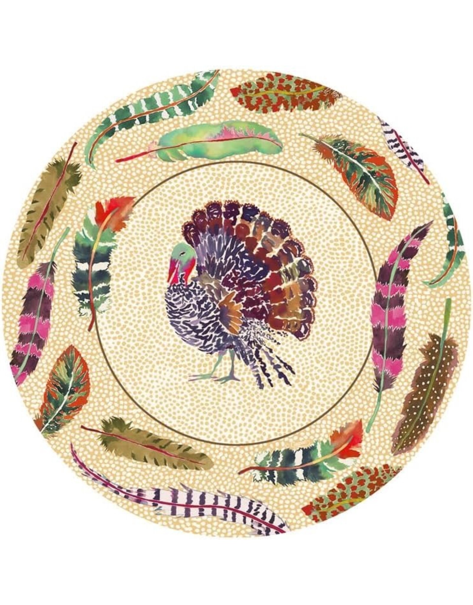 Caspari Thanksgiving Paper Salad Dessert Plates 8pk Plumage