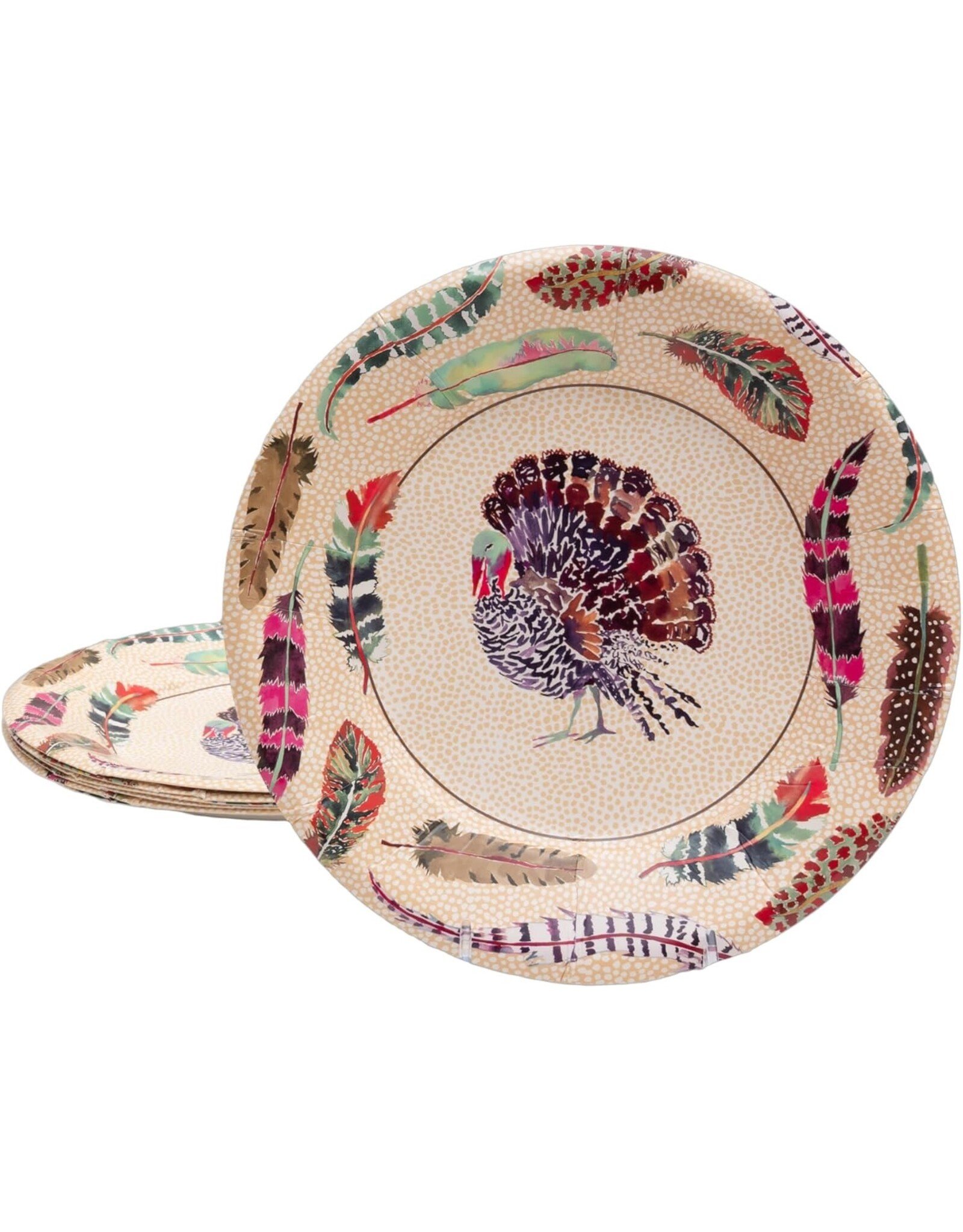 Caspari Thanksgiving Paper Salad Dessert Plates 8pk Plumage