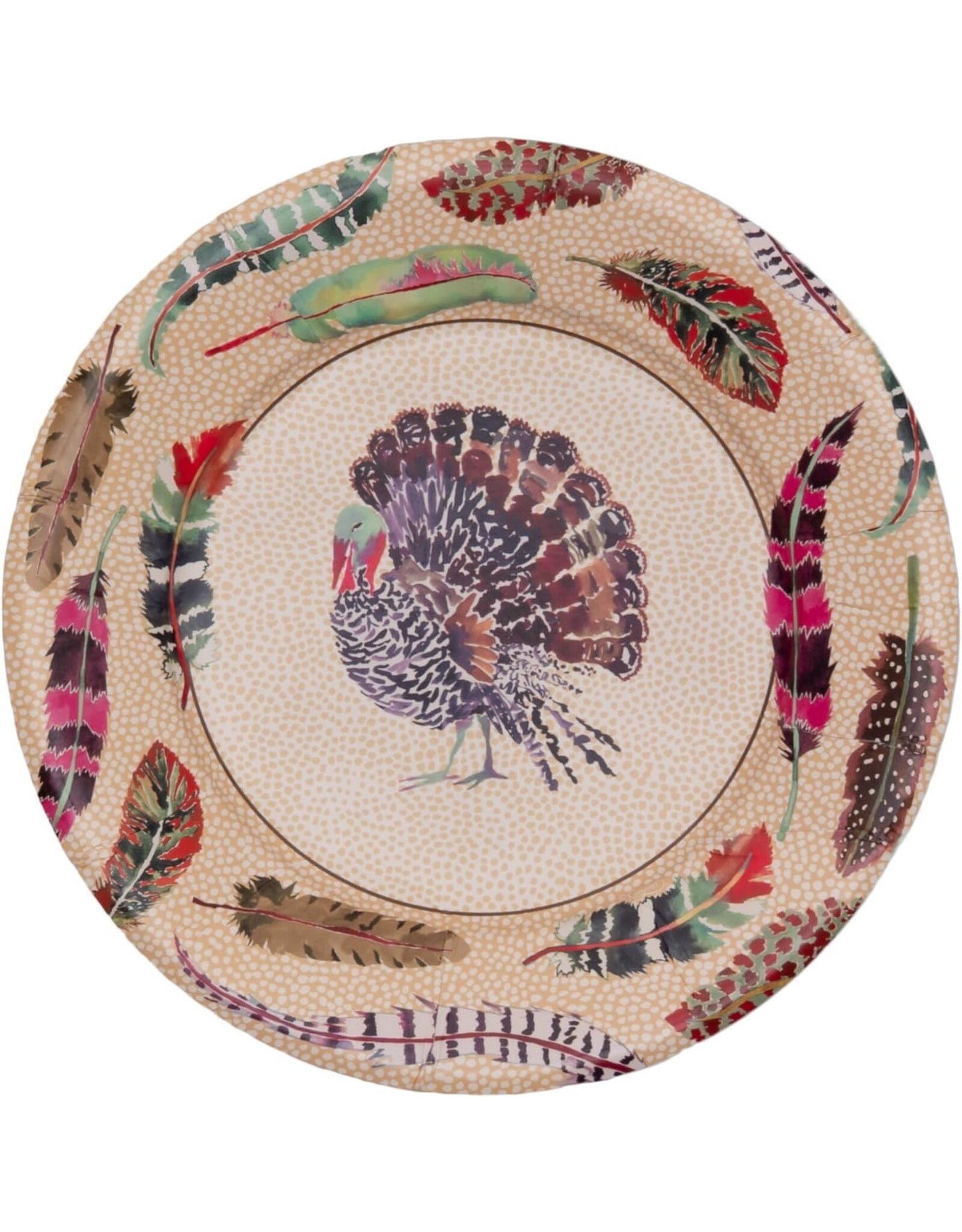 Caspari Thanksgiving Paper Salad Dessert Plates 8pk Plumage