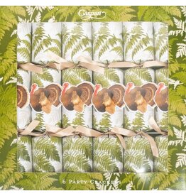 Caspari Thanksgiving Celebration Crackers 6pk Turkey Among Ferns