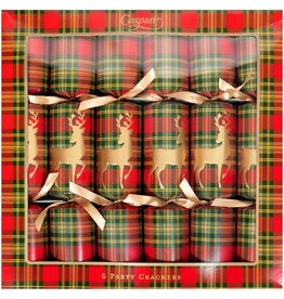 Caspari Celebration Crackers 6pk Reindeer Tartan Caspari Celebration Crackers 6pk Reindeer Tartan