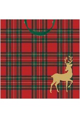 Caspari Christmas Gift Bag Md 9.75x9.75x4 Royal Plaid Reindeer Caspari Christmas Gift Bag Md 9.75x9.75x4 Royal Plaid Reindeer
