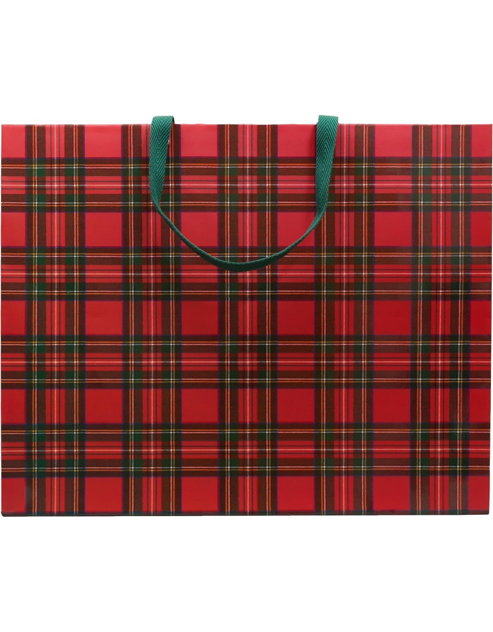 Caspari Christmas Gift Bag Jumbo 20x16x8 Royal Plaid