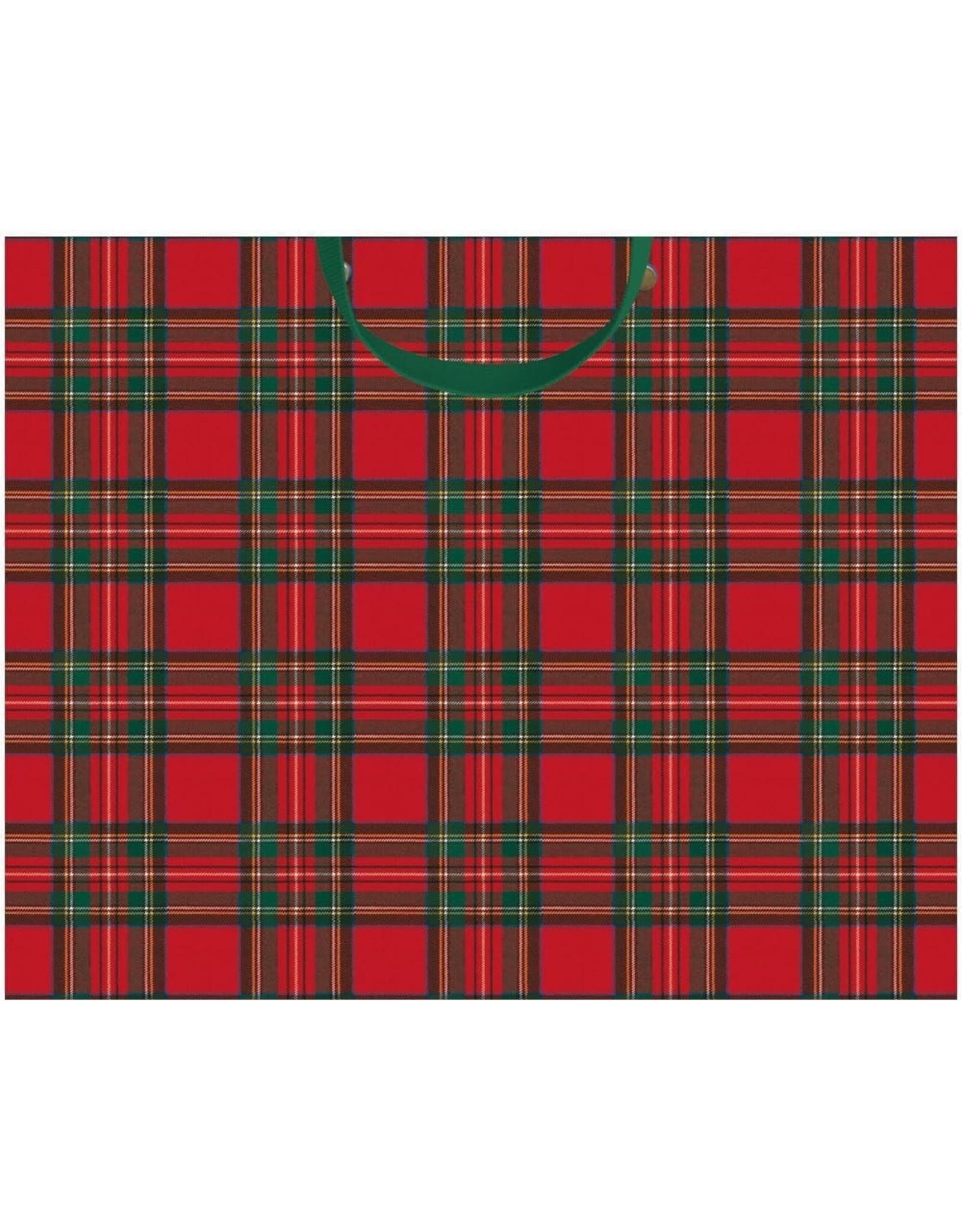Caspari Christmas Gift Bag Jumbo 20x16x8 Royal Plaid