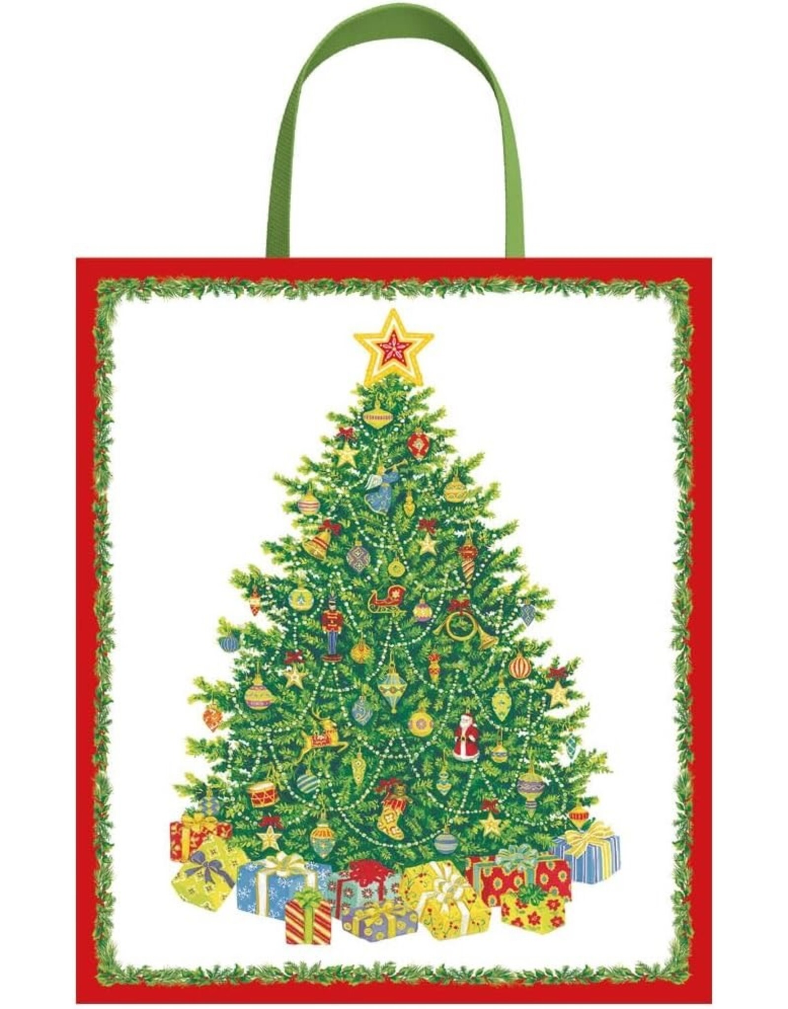 Caspari Christmas Gift Bag Lg 11.75x4.75x10 Christmas Tree