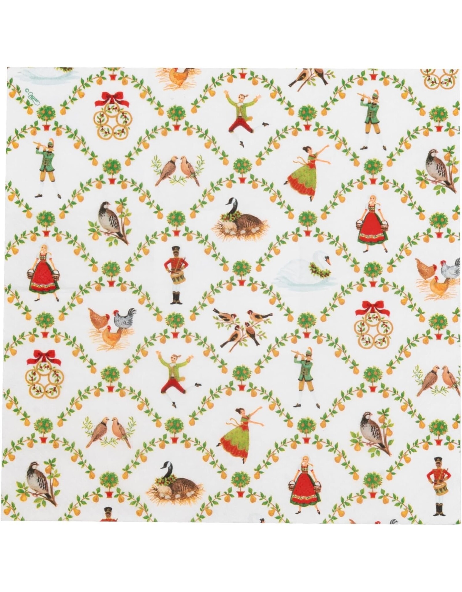 Caspari Christmas Paper Cocktail Napkins 20pk On The Twelfth Day
