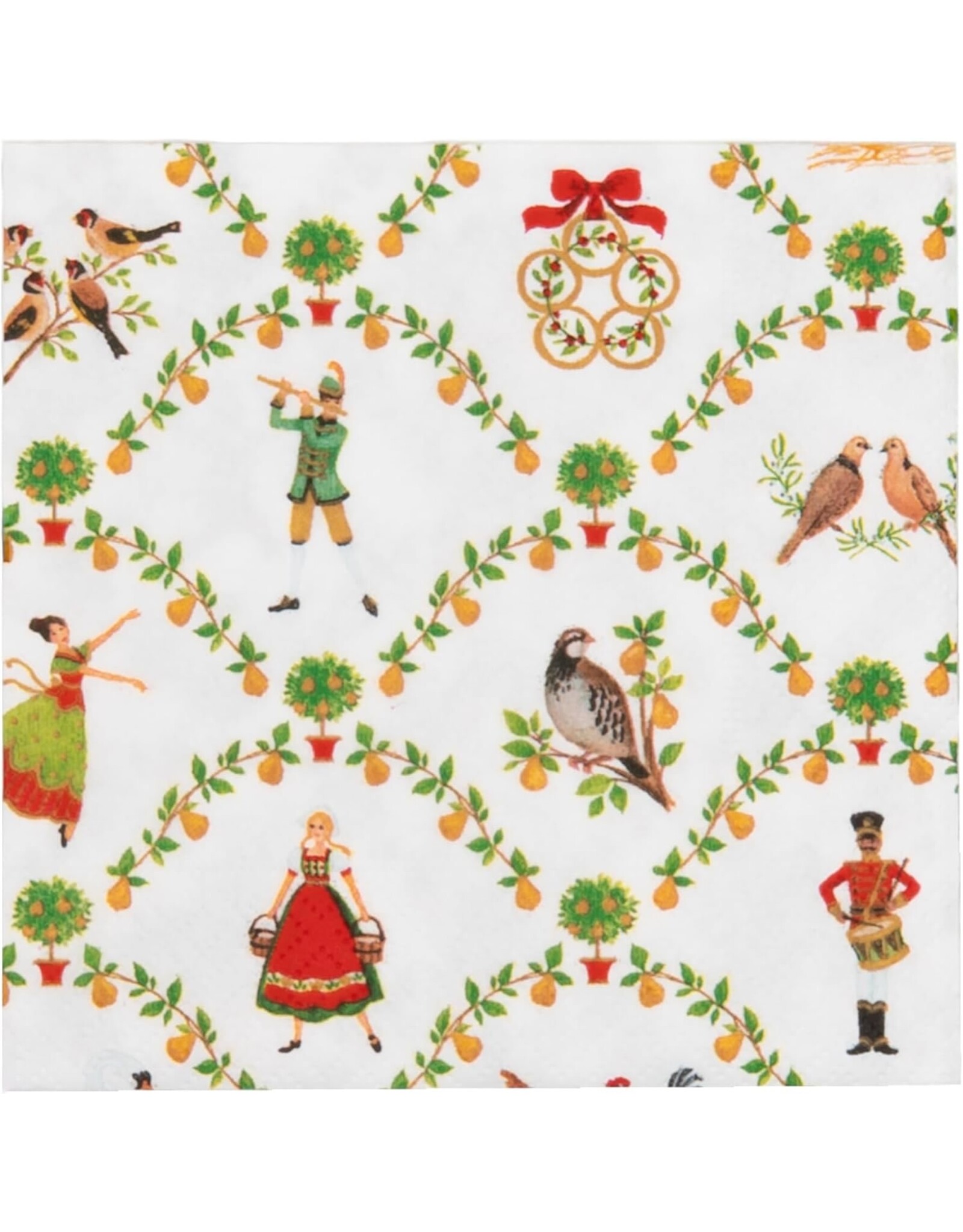 Caspari Christmas Paper Cocktail Napkins 20pk On The Twelfth Day