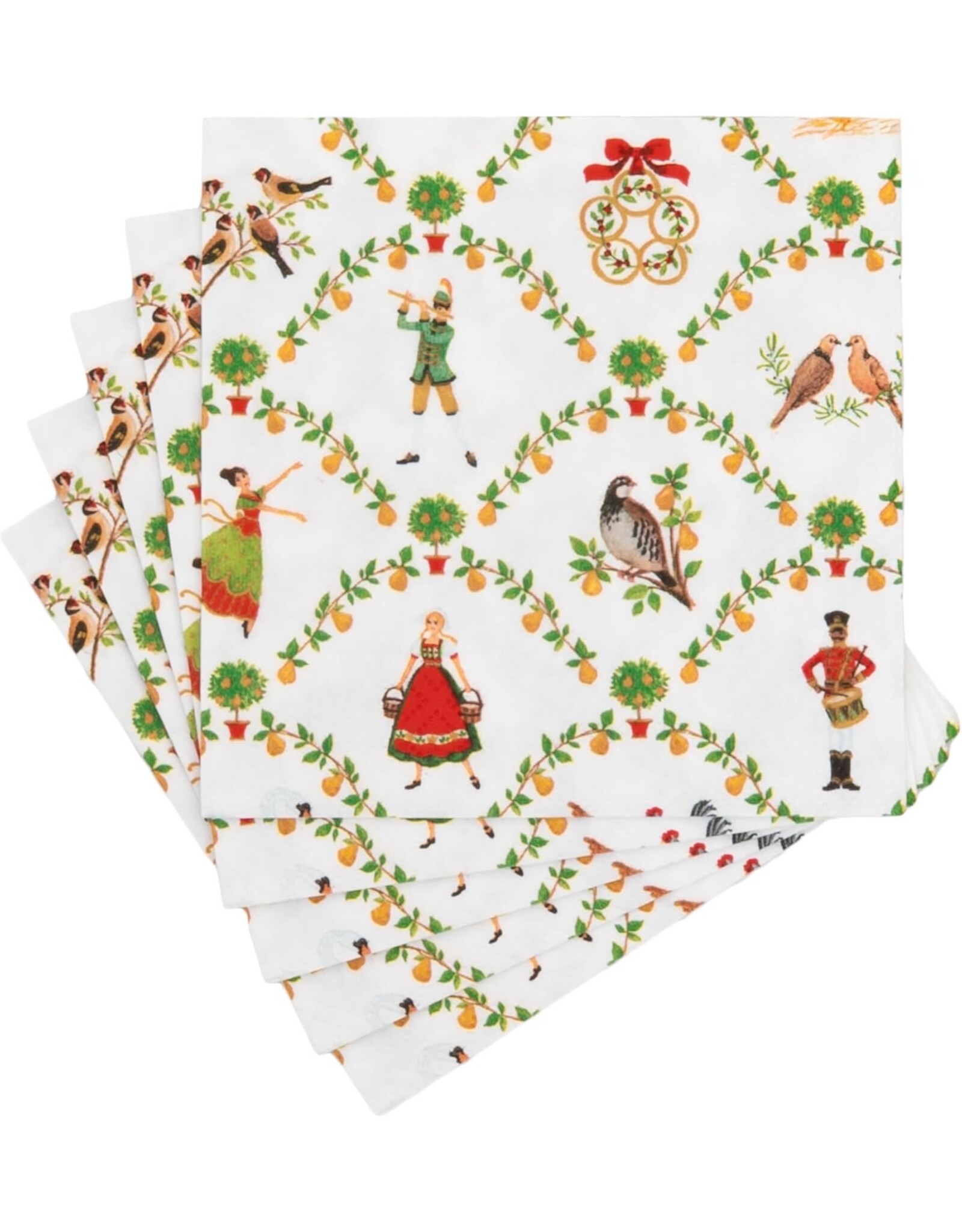 Caspari Christmas Paper Cocktail Napkins 20pk On The Twelfth Day
