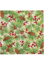 Caspari Christmas Paper Cocktail Napkins 20pk Evergreen And Berries