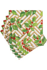 Caspari Christmas Paper Cocktail Napkins 20pk Holly and Fretwork Caspari Christmas Paper Cocktail Napkins 20pk Holly and Fretwork