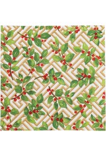 Caspari Christmas Paper Cocktail Napkins 20pk Holly and Fretwork Caspari Christmas Paper Cocktail Napkins 20pk Holly and Fretwork