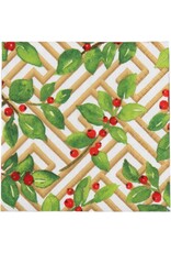 Caspari Christmas Paper Cocktail Napkins 20pk Holly and Fretwork Caspari Christmas Paper Cocktail Napkins 20pk Holly and Fretwork