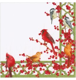Caspari Christmas Paper Cocktail Napkins 20pk Winter Bird and Berries Caspari Christmas Paper Cocktail Napkins 20pk Winter Bird and Berries