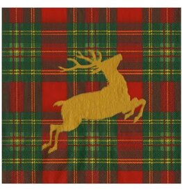 Caspari Christmas Paper Cocktail Napkins 20pk Reindeer Tartan Caspari Christmas Paper Cocktail Napkins 20pk Reindeer Tartan