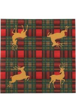 Caspari Christmas Paper Cocktail Napkins 20pk Reindeer Tartan